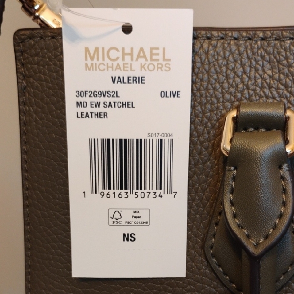 Michael Kors Valerie Medium Pebbled Leather  Satchel - Olive Green - Picture 2 of 8